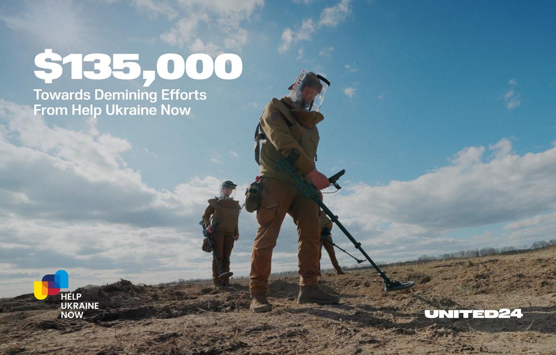 The non-profit organization, Help Ukraine Now, has donated $135,000 towards the demining of important sites across 3 regions of Ukraine